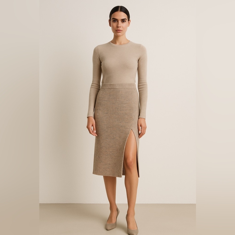 Heartloom Space-Dye Women's Ribbed Knit Midi Skirt Size S NWT